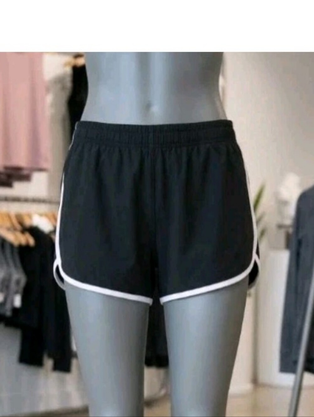 Black Athletic Shorts with White Piping